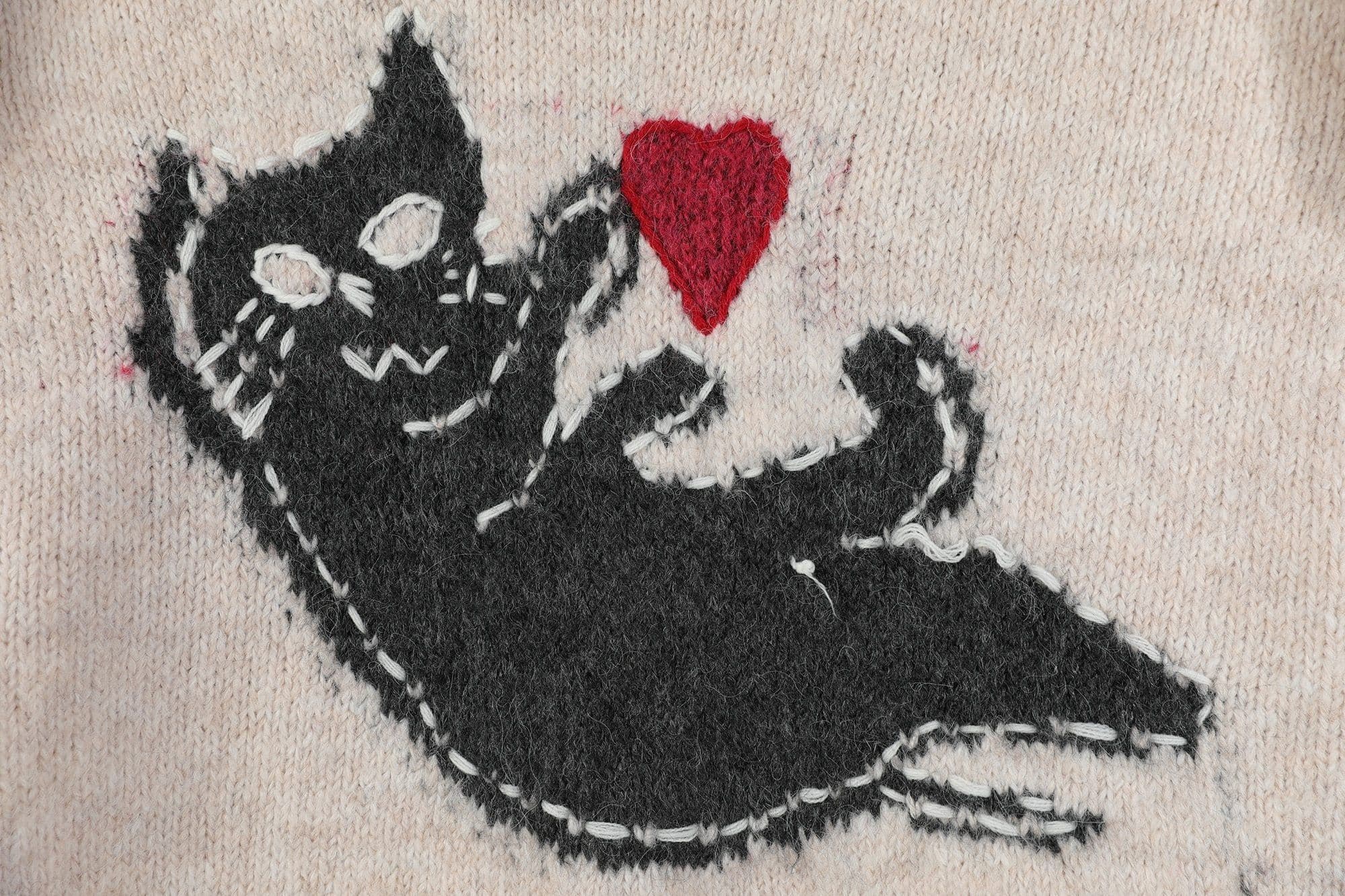 image-New Yew Cat Jacquard Casual Knit Pullover Sweater Women,Spring Vintage