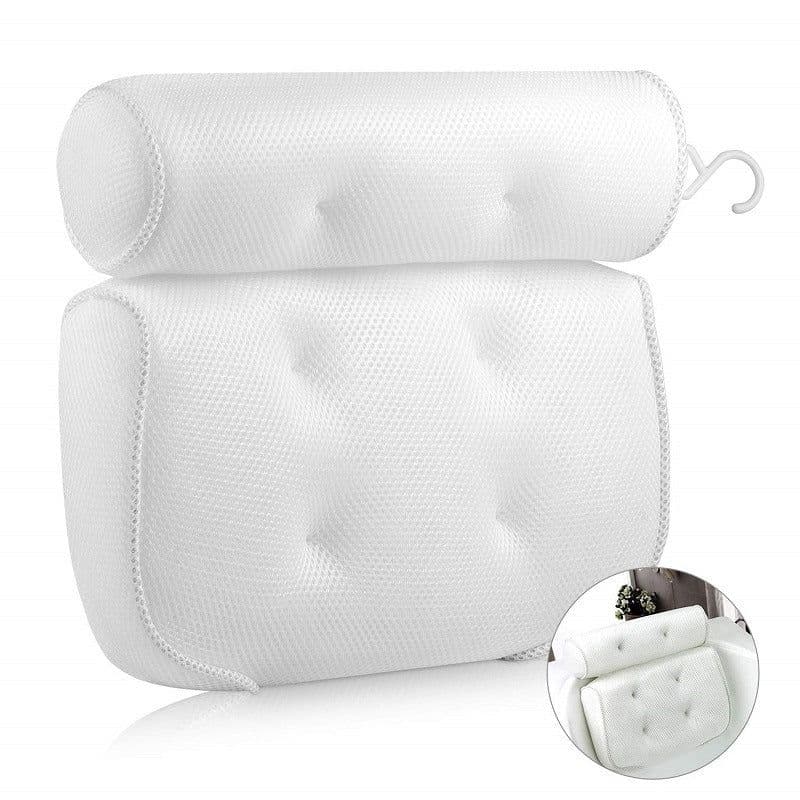 image-In stock bathroom suction cup pillow spa pillow bathtub pillow 3D mesh pillow