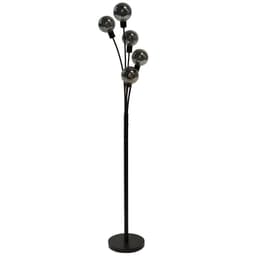 image-5LT Incandescent Floor Lamp, Black,Smoked Glass
