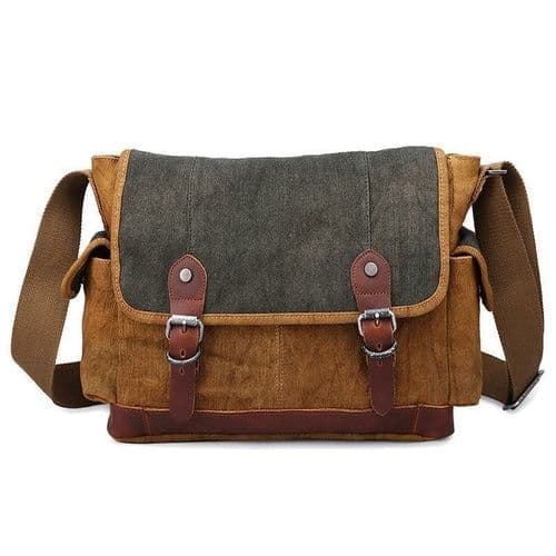 image-Contrast Color Retro Covered Canvas Messenger Bag