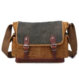 image-Contrast Color Retro Covered Canvas Messenger Bag