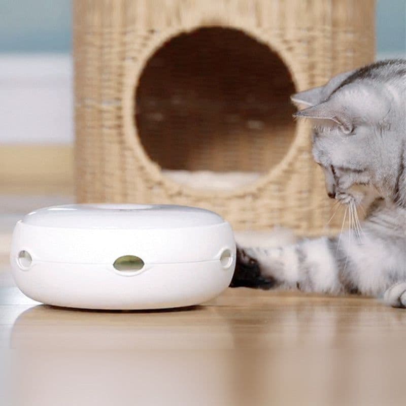 image-Electric cat toy Smart cat stick Crazy play plate Cat catching mouse Donut automatic turntable