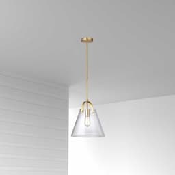 image-1LT Incandescent Pendant, Aged Brass,Clear Glass