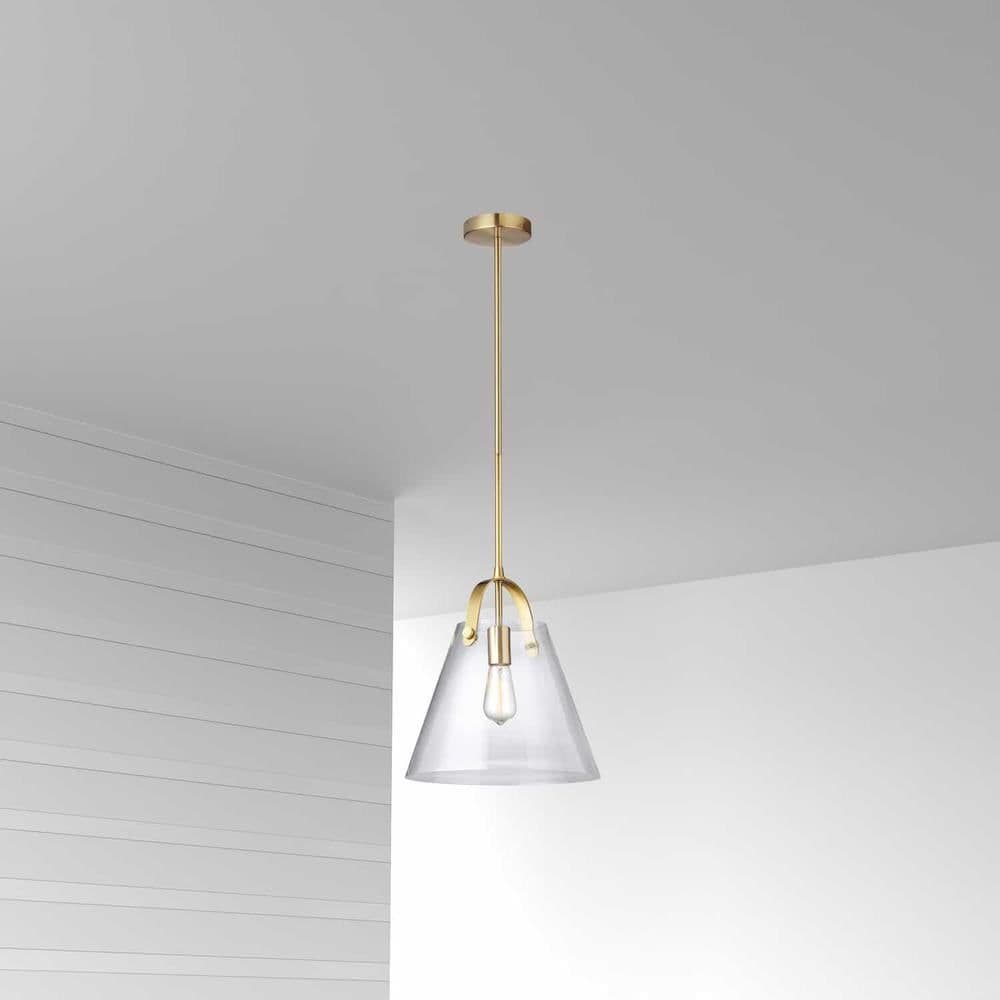 image-1LT Incandescent Pendant, Aged Brass,Clear Glass
