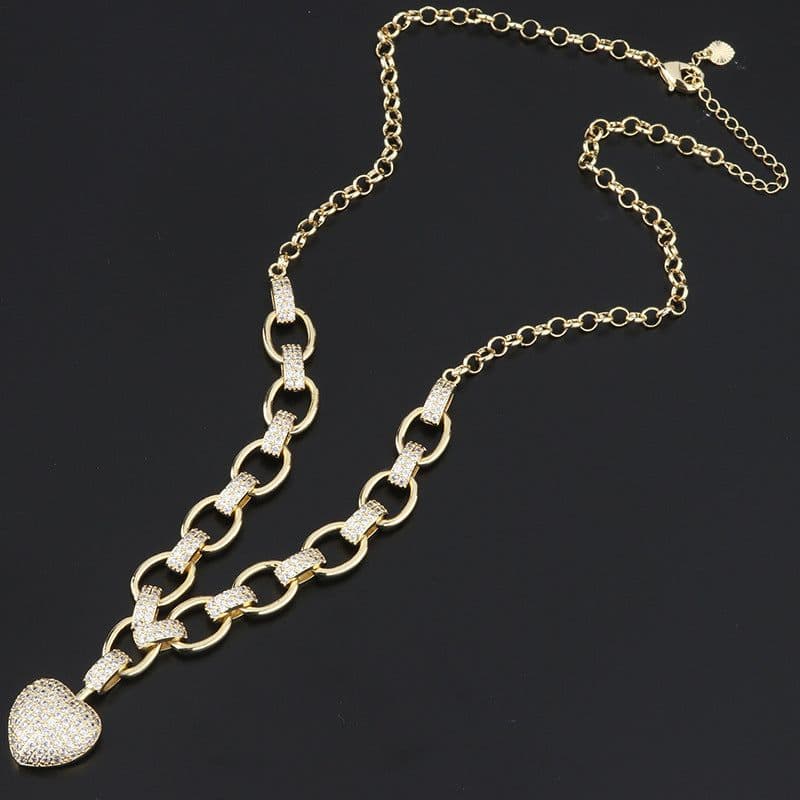 image-Cross-border hot selling pendant women's European and American new style micro-set heart-shaped necklace bracelet set temperament jewelry two-piece wholesale
