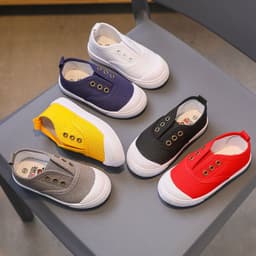 image-Children's shoes spring and autumn new one-step children's canvas shoes baby soft-soled shoes student kindergarten white indoor wholesale