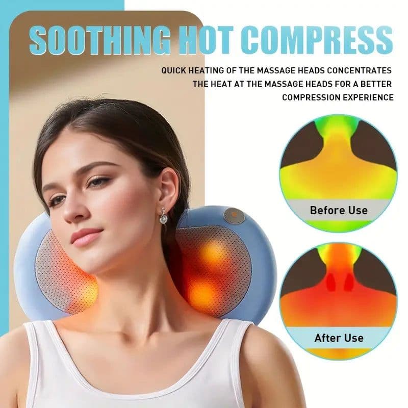 image-3D Massage Pillow with Heat Function (Blue)
