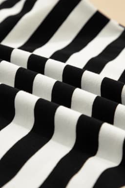 image-Black Stripe Collar V Neck Ruffled Short Sleeve Blouse