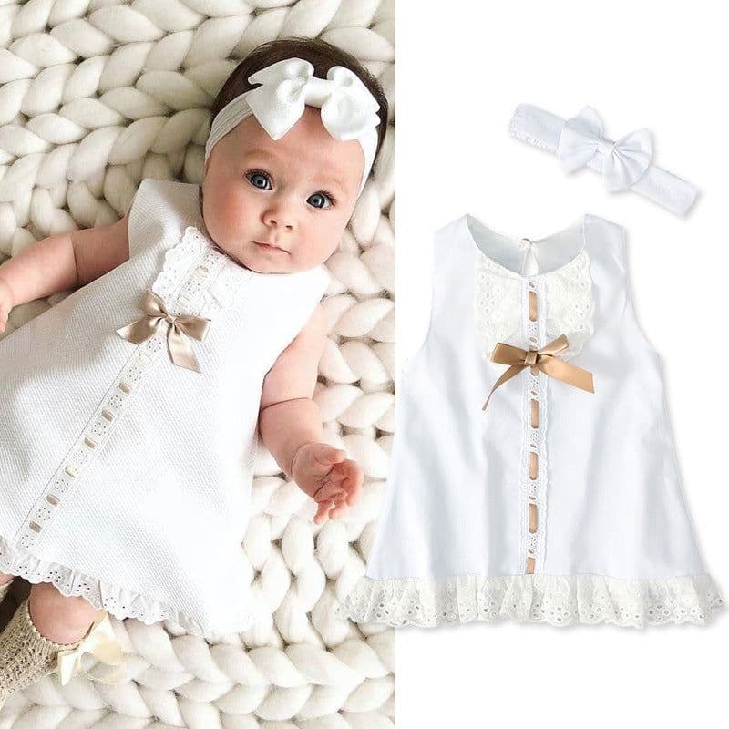 image-Girls children European and American summer models trendy fan sleeveless bow hair band skirt two-piece children's dress ins