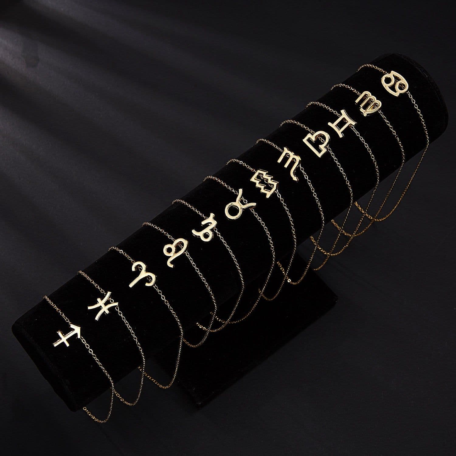 image-Cross-border hot sale personality symbol version twelve constellation alloy paper card necklace personality clavicle chain spot wholesale