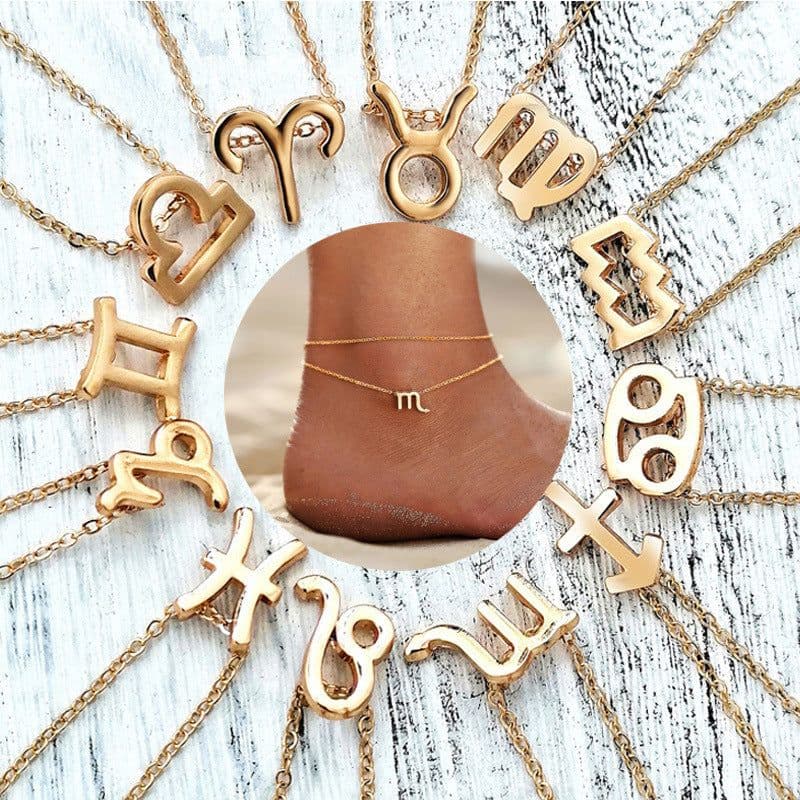 image-Cross-border hot sale personality symbol version twelve constellation alloy paper card necklace personality clavicle chain spot wholesale
