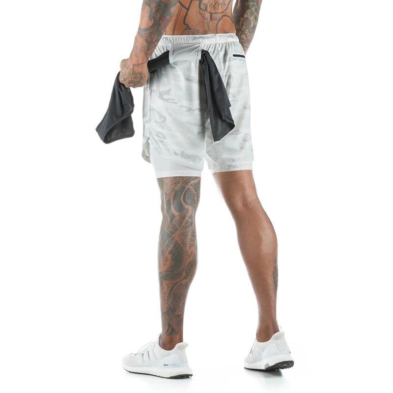 image-Cross-border new summer mesh straight five-point pants men's plus size running sports training double-layer casual shorts