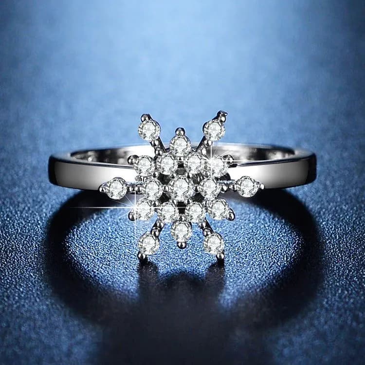 image-Internet celebrity Douyin's same rotating snowflake ring, rotatable ring, women's fashionable and personalized adjustable index finger ring