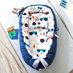 image-Cross-border folding removable and washable pressure-proof crib mid-bed bionic full detachable baby pillow travel crib