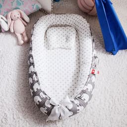 image-Cross-border folding removable and washable pressure-proof crib mid-bed bionic full detachable baby pillow travel crib