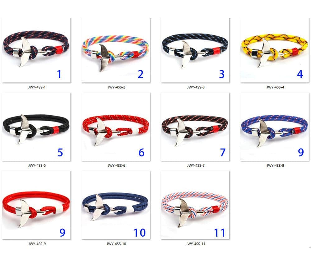 image-Cross-border hot-selling ship anchor type whale tail bracelet 550 umbrella rope handmade couple bracelet custom jewelry wholesale