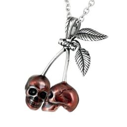 image-Runtao Red Cherry Skull Necklace Pendant Gothic Punk Men's Biker Exaggerated Jewelry