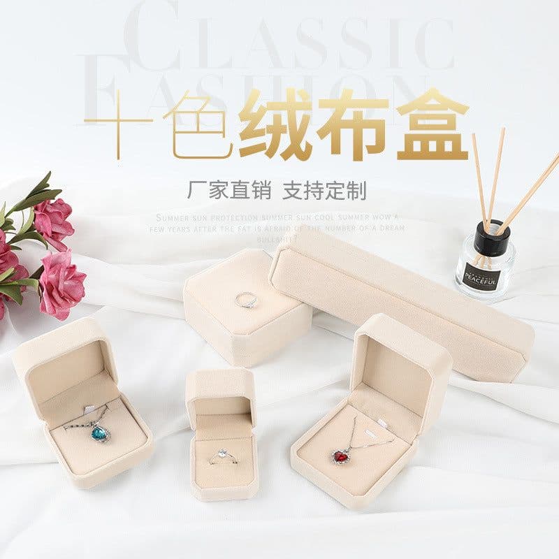image-Jewelry Box Bracelet Ring Box Flannel Jewelry Storage Pendant Packaging Box Earring Necklace Box Gift Wholesale