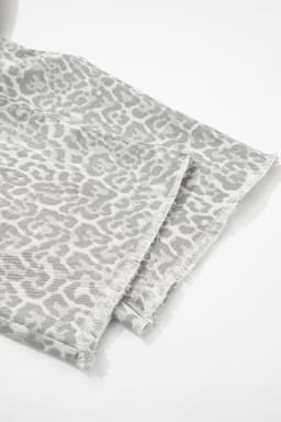 image-Sky Blue Leopard Frayed Wide Leg Jeans