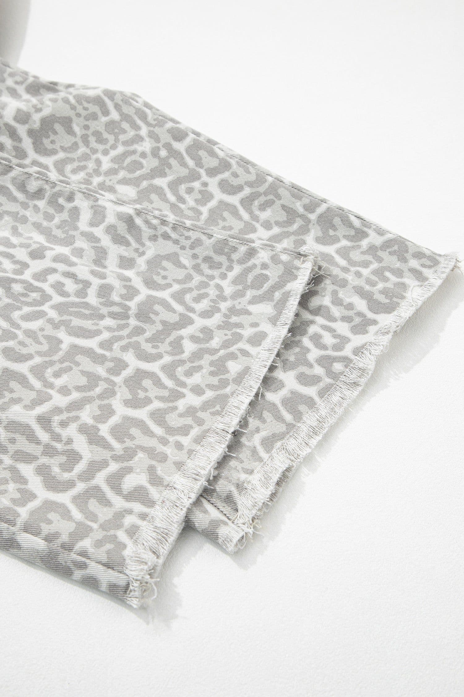 image-Sky Blue Leopard Frayed Wide Leg Jeans