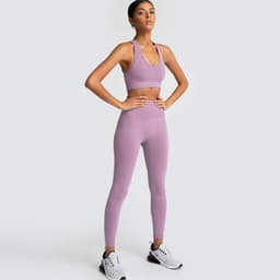 image-Hot-selling seamless yoga clothes in Europe and America with hip hip fitness beauty back sports bra high waist hip hip tight yoga pants