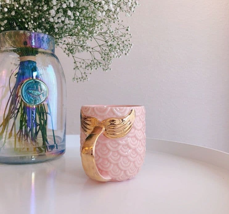 image-Pearl glaze golden mermaid tail large capacity water cup drink cup juice cup
