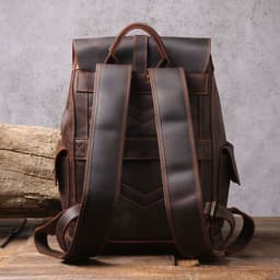 image-Retro handmade crazy horse leather backpack men's large capacity genuine leather school bag travel motorcycle bag foreign trade Amazon