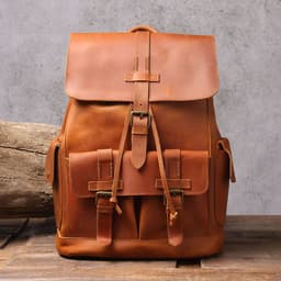 image-Retro handmade crazy horse leather backpack men's large capacity genuine leather school bag travel motorcycle bag foreign trade Amazon