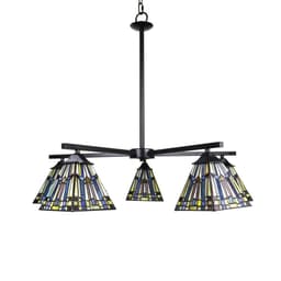image-CHLOE Lighting KINSEY Mission Tiffany-style Blackish Bronze 5 Light Large Chandelier 30" Wide