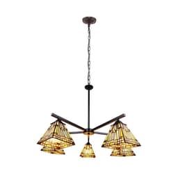 image-CHLOE Lighting KINSEY Mission Tiffany-style Blackish Bronze 5 Light Large Chandelier 30" Wide