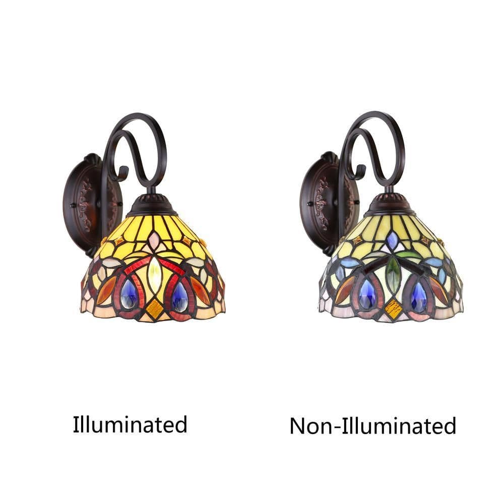 image-CHLOE Lighting SERENITY Victorian Tiffany-Style Dark Bronze 1 Light Wall Sconce 8 " Wide