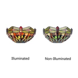image-CHLOE Lighting EMPRESS Dragonfly Tiffany-style Dark Bronze 1 Light Wall Sconce 12" Wide