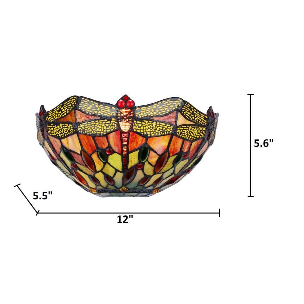image-CHLOE Lighting EMPRESS Dragonfly Tiffany-style Dark Bronze 1 Light Wall Sconce 12" Wide