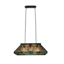 image-CHLOE Lighting INNES Mission Tiffany-Style Blackish Bronze 3 Light Island Pendant 28" Wide
