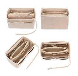 image-Felt Cosmetic bag with wallet Insert Bag For Handbag Organizer Storage bag (w/Detachable Zip Pocket) Fits Neverfull Speedy