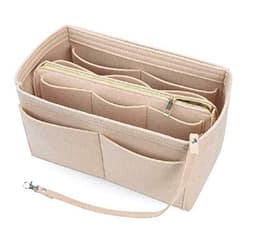 image-Felt Cosmetic bag with wallet Insert Bag For Handbag Organizer Storage bag (w/Detachable Zip Pocket) Fits Neverfull Speedy