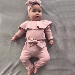 image-H1136# Factory direct sale autumn baby romper + bowknot trousers two-piece set 2019 autumn new products