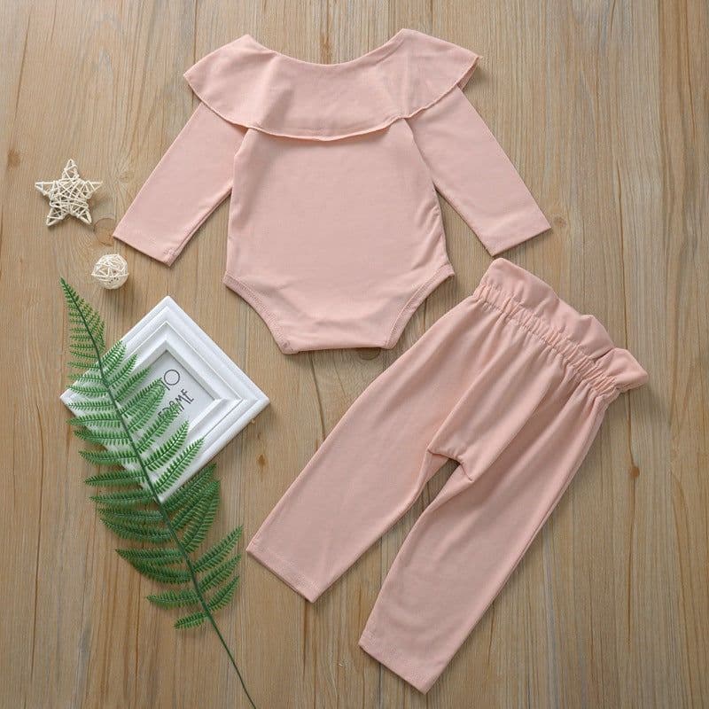 image-H1136# Factory direct sale autumn baby romper + bowknot trousers two-piece set 2019 autumn new products
