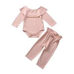 image-H1136# Factory direct sale autumn baby romper + bowknot trousers two-piece set 2019 autumn new products