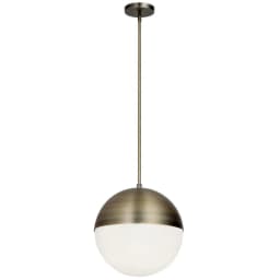 image-3LT Halogen Pendant, AB, WH Opal Glass