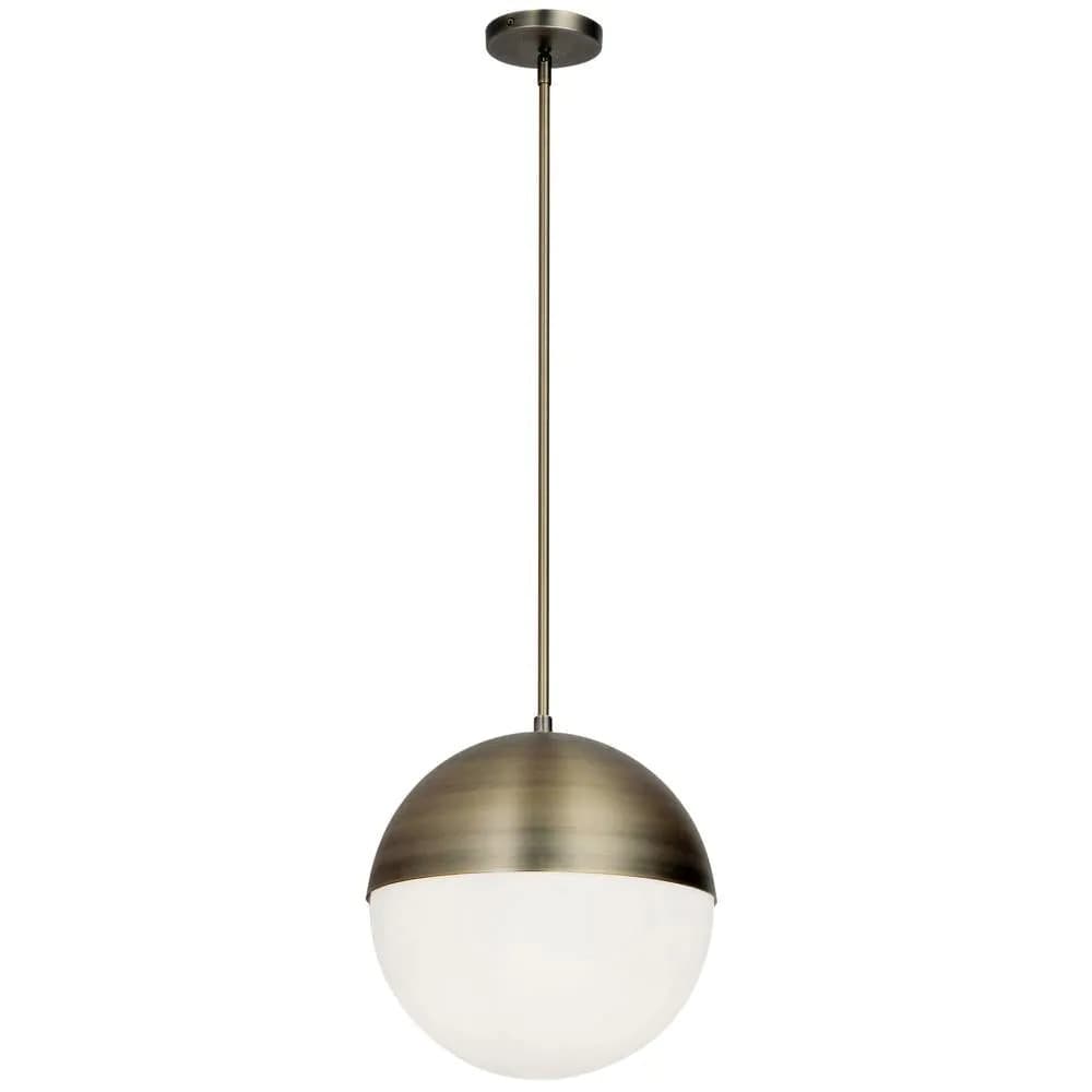 image-3LT Halogen Pendant, AB, WH Opal Glass