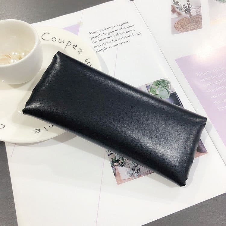 image-Leather handmade glasses case durable portable cassette sunglasses case PVC leather glasses soft bag wholesale