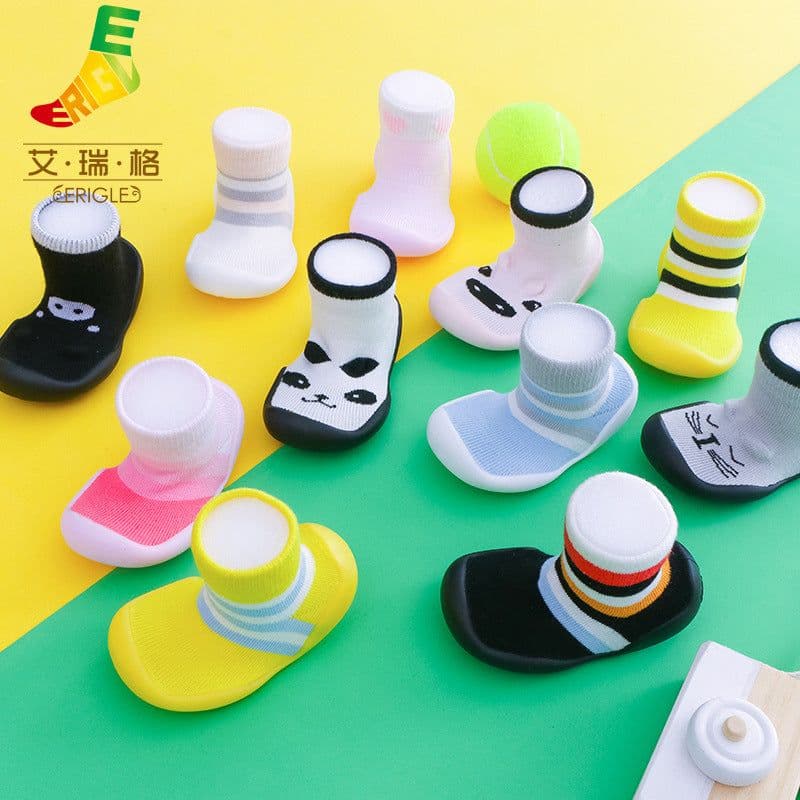 image-Spring and summer new baby children's shoes cartoon home floor footwear baby toddler shoes striped animal pattern socks shoes