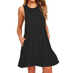 image-2020 Summer New Amazon Wish AliExpress Hot Sale Foreign Trade Solid Color Sleeveless Slim A- line Dress Women