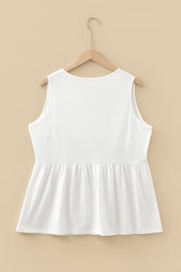 image-Coffee Plus Size Solid Color Bow Tie Peplum Tank Top