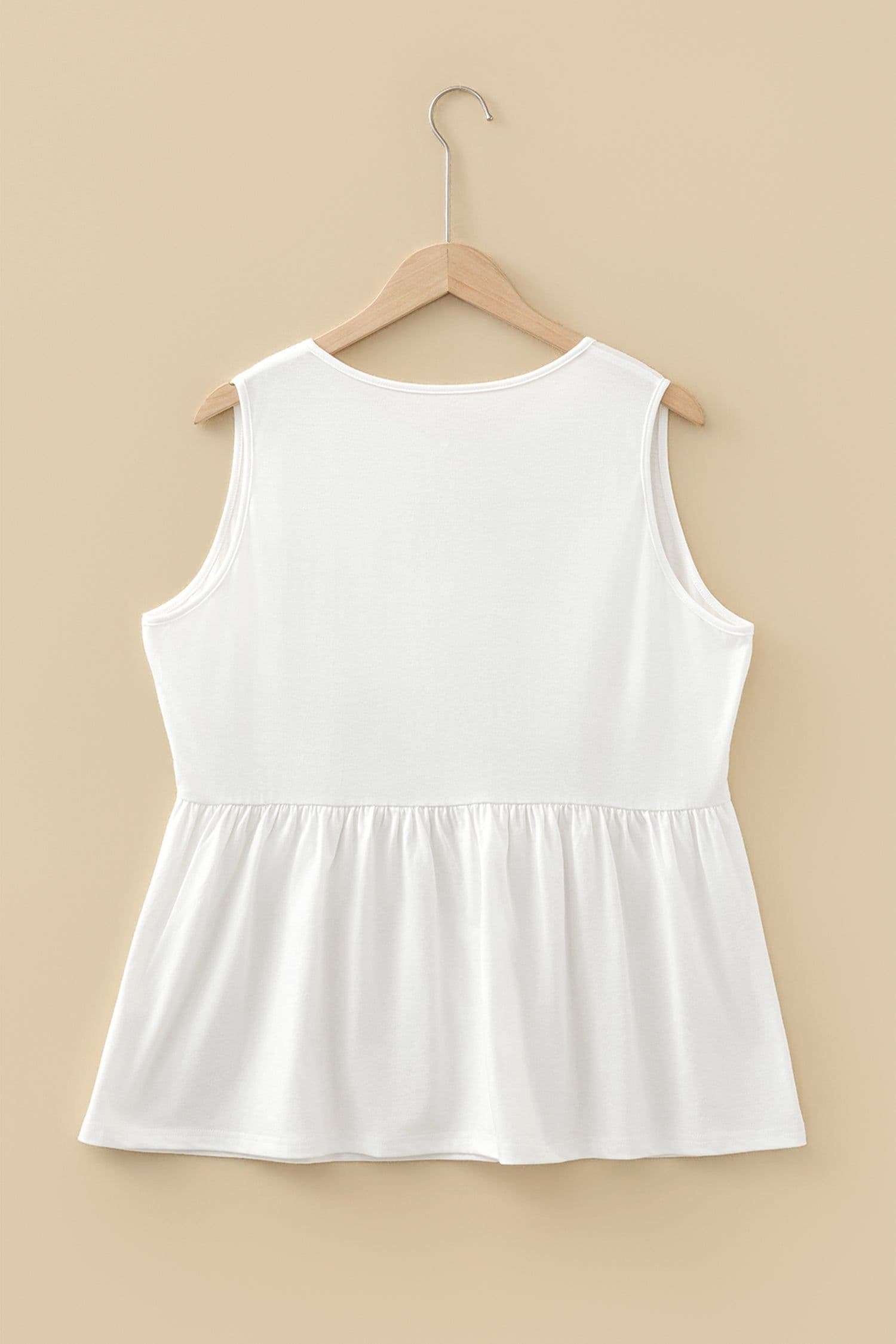image-Coffee Plus Size Solid Color Bow Tie Peplum Tank Top