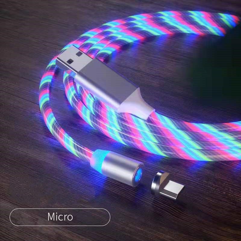 image-Magnetic Charging Cable Streamer Fast Charging Cable Lighting Micro USB Cable LED Magnet Charger Type-C Cable