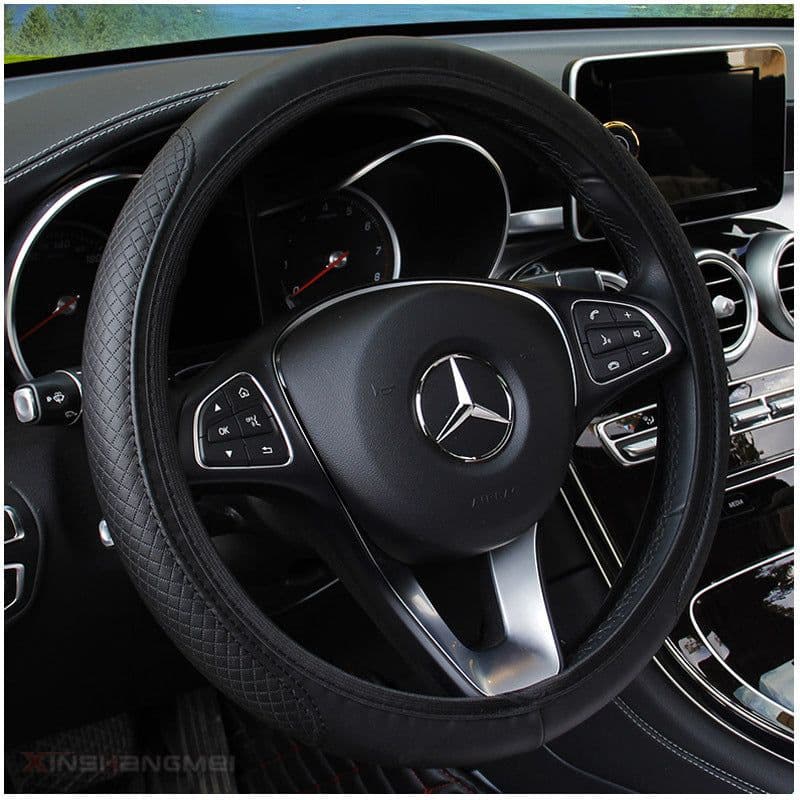 image-Car steering wheel cover fiber leather double round no inner ring elastic band grip cover AliExpress Amazon cross-border trade