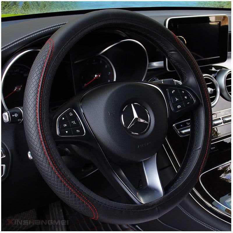 image-Car steering wheel cover fiber leather double round no inner ring elastic band grip cover AliExpress Amazon cross-border trade