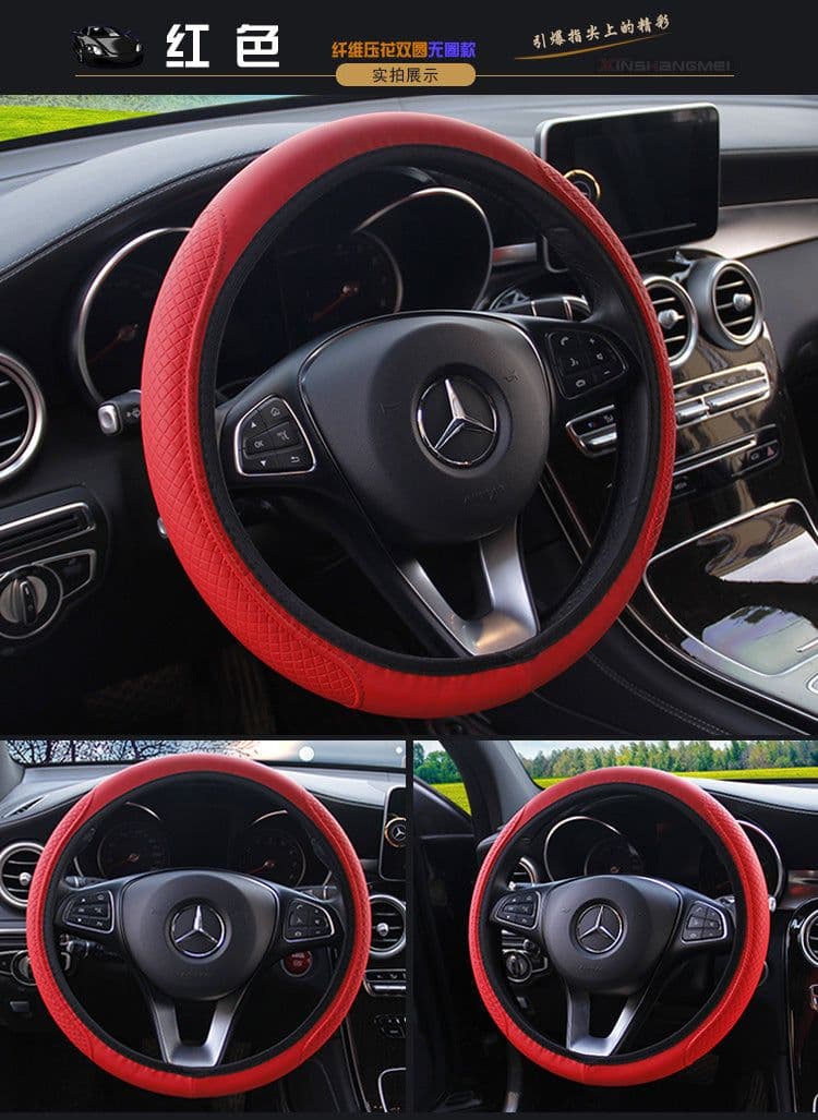 image-Car steering wheel cover fiber leather double round no inner ring elastic band grip cover AliExpress Amazon cross-border trade